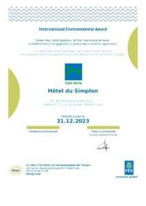 diplome clef verte hotel 3 étoiles Lyon perrache Le Simplon